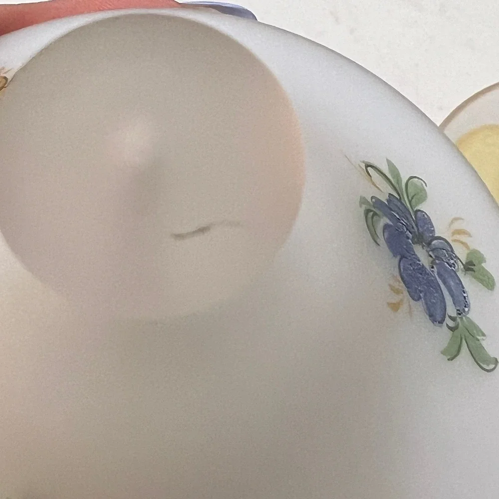 Vtg Italian Frosted Satin Glass Candy Dish‎ Rossini Hand Painted Pedestal Lidded